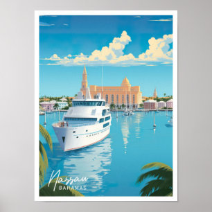 Ilustracion de viajes de arte de Nassau Bahamas
