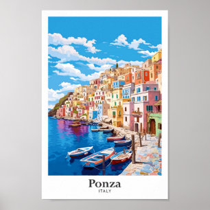 Ilustracion de viajes de arte de Ponza Italia