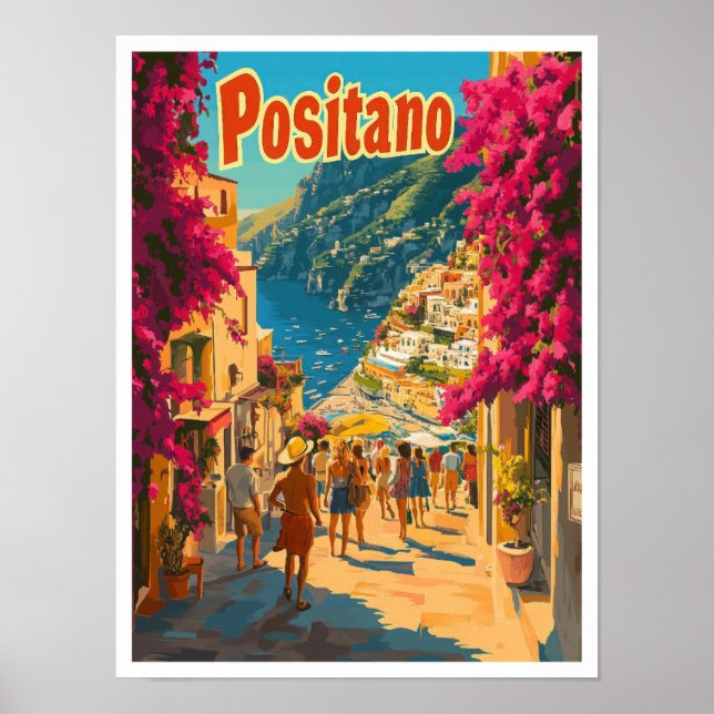Ilustracion de Viajes de Arte de Positano Italia (Frente)