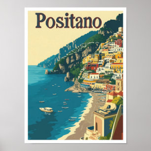 Ilustracion de Viajes de Arte de Positano Italia