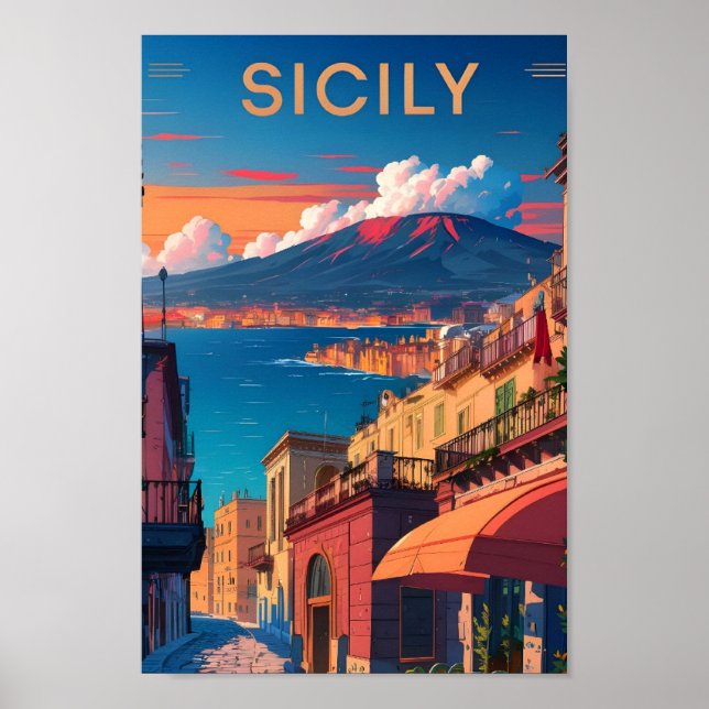 Ilustracion de Viajes de Arte de Sicilia Italia (Frente)