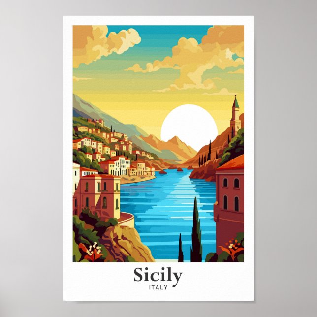 Ilustracion de Viajes de Arte de Sicilia Italia (Frente)