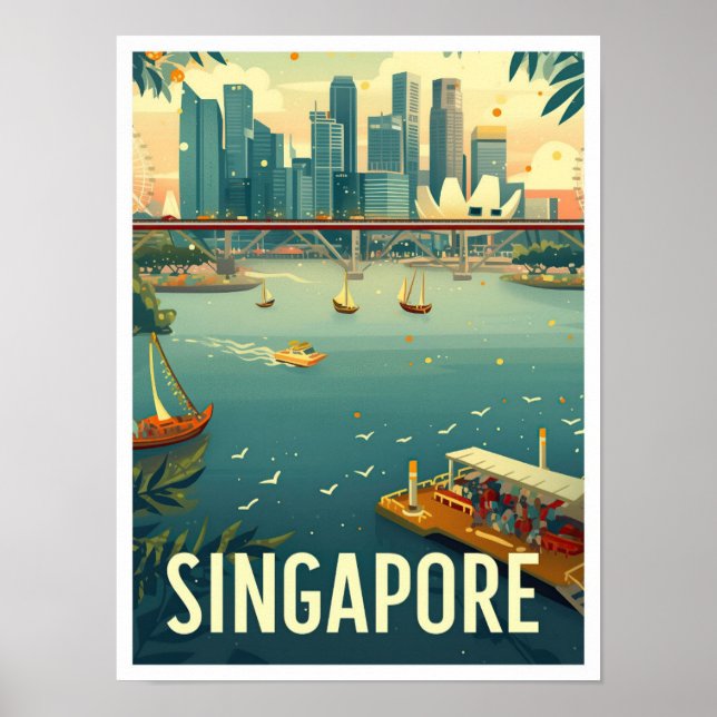 Ilustracion de viajes de arte de Singapur (Frente)