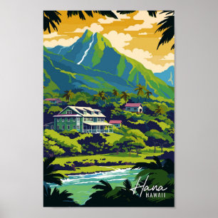Ilustracion de viajes de arte Hana Hawaii