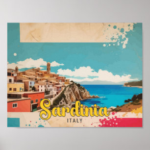 Ilustracion de viajes de arte pop de Cerdeña Itali