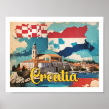 Ilustracion de viajes de arte pop de Croacia