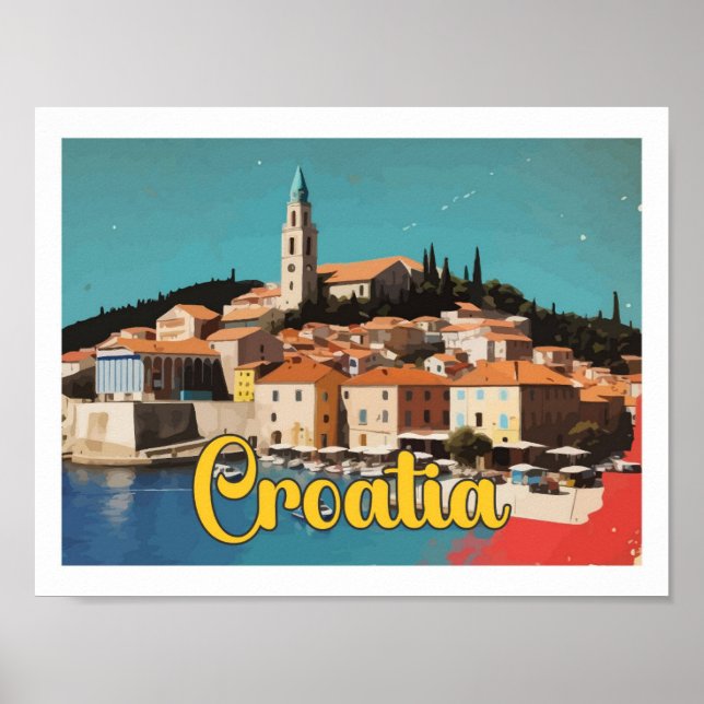 Ilustracion de viajes de arte pop de Croacia (Frente)