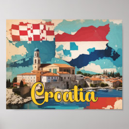 Ilustracion de viajes de arte pop de Croacia