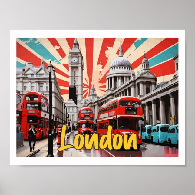 Ilustracion de viajes de arte pop de Inglaterra en (Frente)