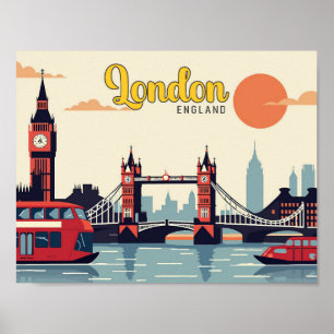 Ilustracion de viajes de arte pop de Inglaterra en