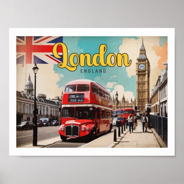 Ilustracion de viajes de arte pop de Inglaterra en (Frente)