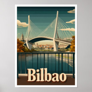 Ilustracion de Viajes de Arte Vintage de Bilbao Es