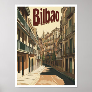 Ilustracion de Viajes de Arte Vintage de Bilbao Es