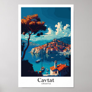 Ilustracion de Viajes de Arte Vintage de Cavtat Cr