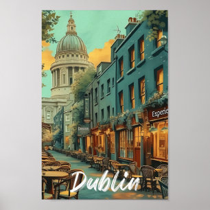 Ilustracion de Viajes de Arte Vintage de Dublin Ir
