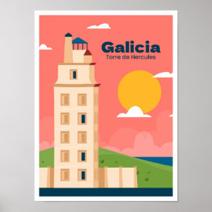 Ilustracion de Viajes de Arte Vintage de Galicia E