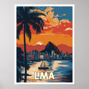 Ilustracion de Viajes de Arte Vintage de Lima Beac