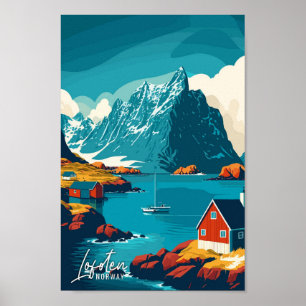 Ilustracion de Viajes de Arte Vintage de Lofoten N