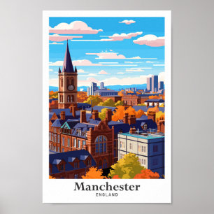 Ilustracion de Viajes de Arte Vintage de Mancheste