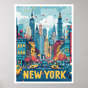 Ilustracion de Viajes de Arte Vintage de New York