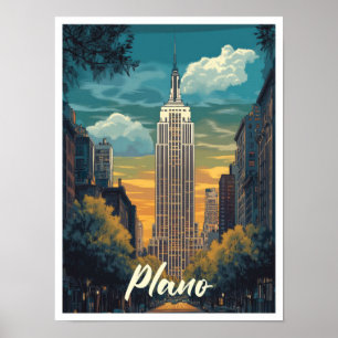 Ilustracion de Viajes de Arte Vintage de Plano Tex