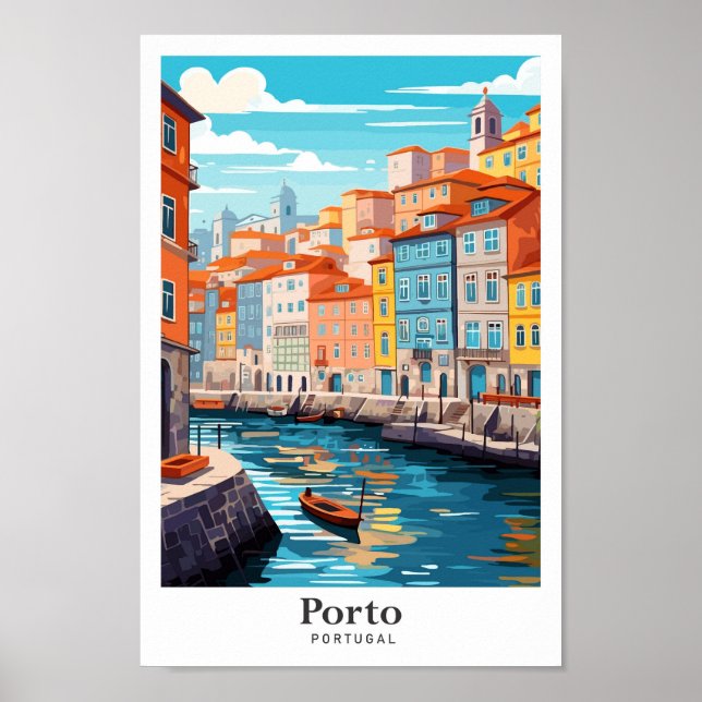 Ilustracion de Viajes de Arte Vintage de Porto Por (Frente)
