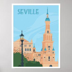 Ilustracion de Viajes de Arte Vintage de Sevilla E