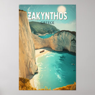 Ilustración de viajes de arte vintage de Zakynthos