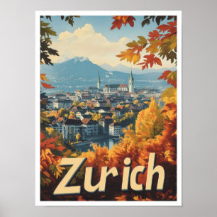 Ilustracion de viajes de arte Zurich Suiza