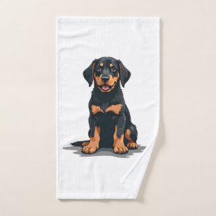 Ilustración de vista trasera de perro negro y marr