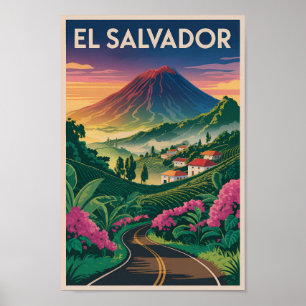 Ilustración de Volcán de El Salvador Arte de Viaje