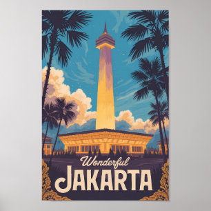 Ilustración de Yakarta Indonesia Arte de Viaje Vin
