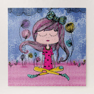 Ilustración de yoga de niña linda rompecabezas