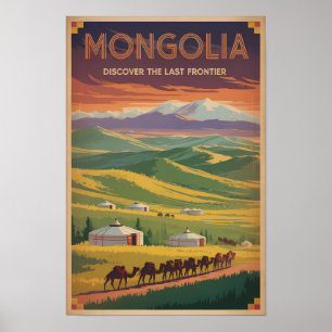 Ilustración de yurtas de camellos de Mongolia Arte