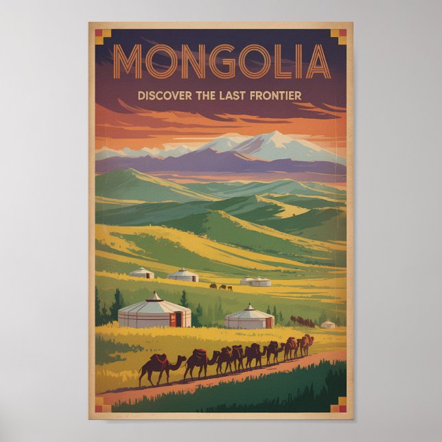 Ilustración de yurtas de camellos de Mongolia Arte (Frente)
