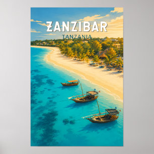 Ilustración de Zanzíbar Tanzania Arte de Viaje Vin