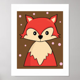 Ilustración de zorro rojo lindo | Impresión de pós