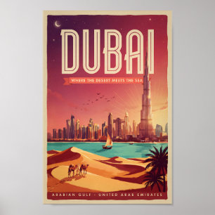 Ilustración del cielo nocturno de Dubái UAE Arte d