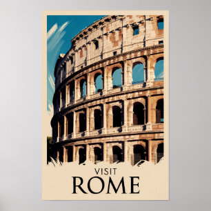 Ilustración del Coliseo de Roma Italia Arte de Via