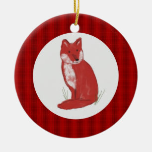 Ilustracion del Fox del pastel y ornamento rojos