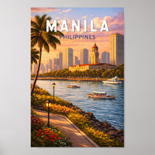 Ilustración del horizonte de Manila Filipinas Arte
