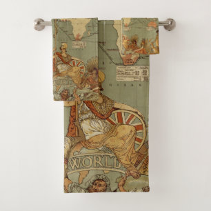 Ilustración del Mapa Mundial Antiguo de 1886