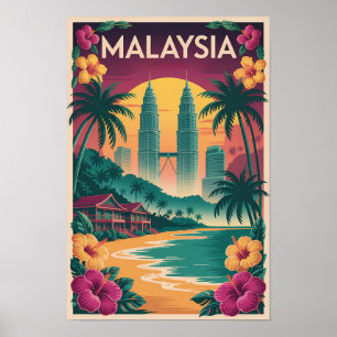 Ilustración del paisaje de Malasia Arte de viaje v