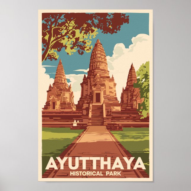 Ilustracion del Parque Histórico de Ayutthaya Arte (Frente)