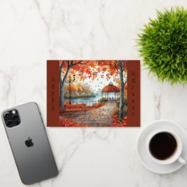 Ilustracion del parque Naranja Gazebo de otoño