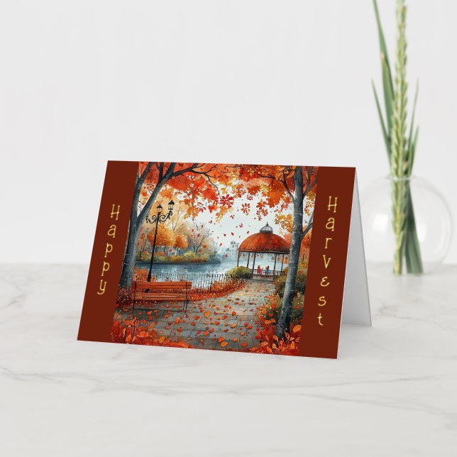 Ilustracion del parque Naranja Gazebo de otoño (Anverso)