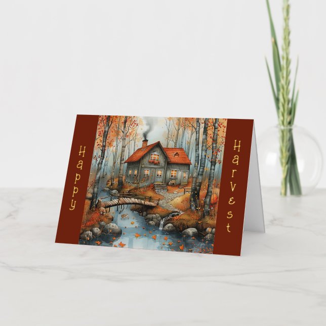 Ilustracion del puente de la cabaña de otoño (Anverso)