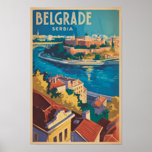 Ilustración del río de Belgrado Serbia Arte de via