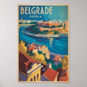 Ilustración del río de Belgrado Serbia Arte de via