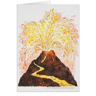 Ilustracion del volcán que entra en erupción